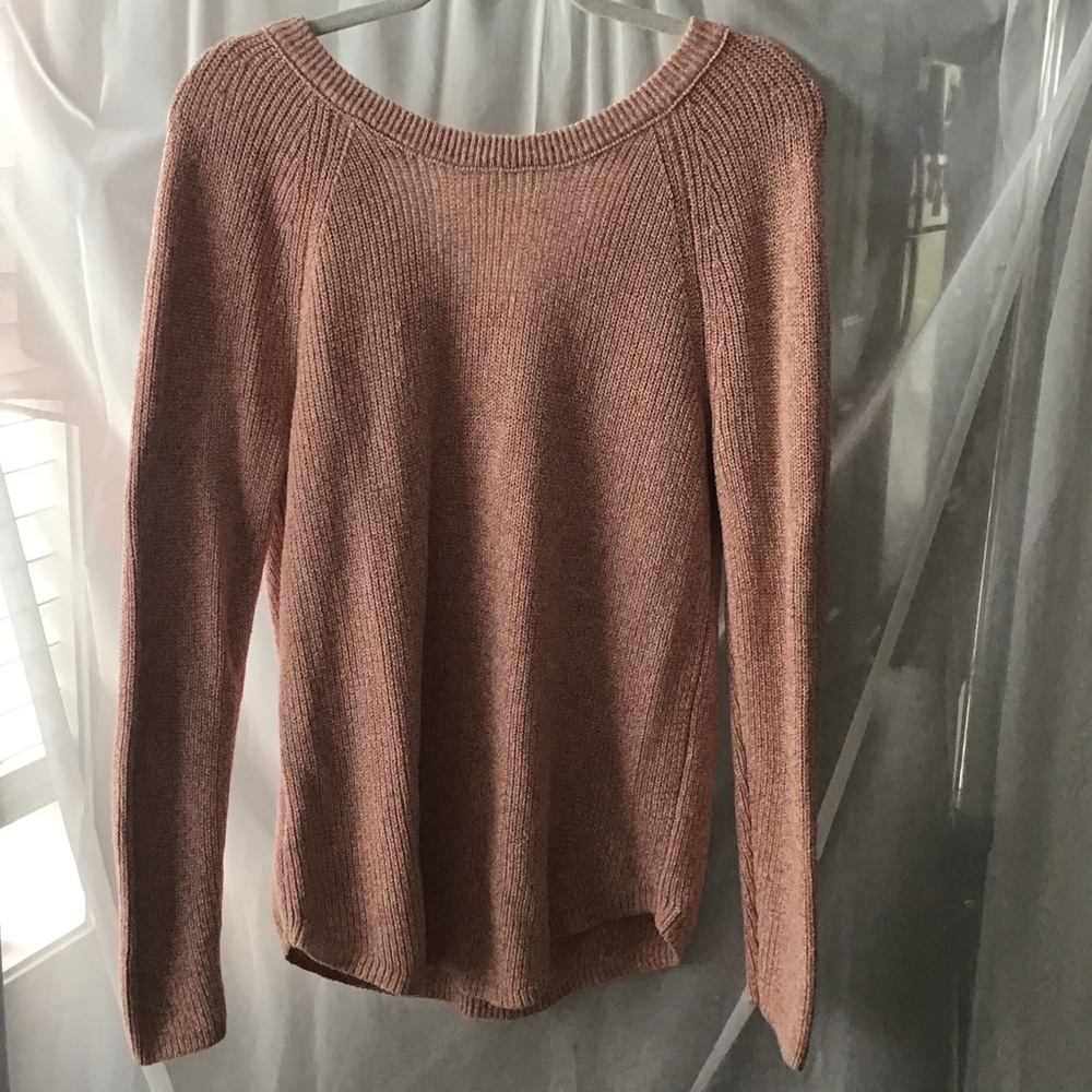 Loft pink ribbon back sweater